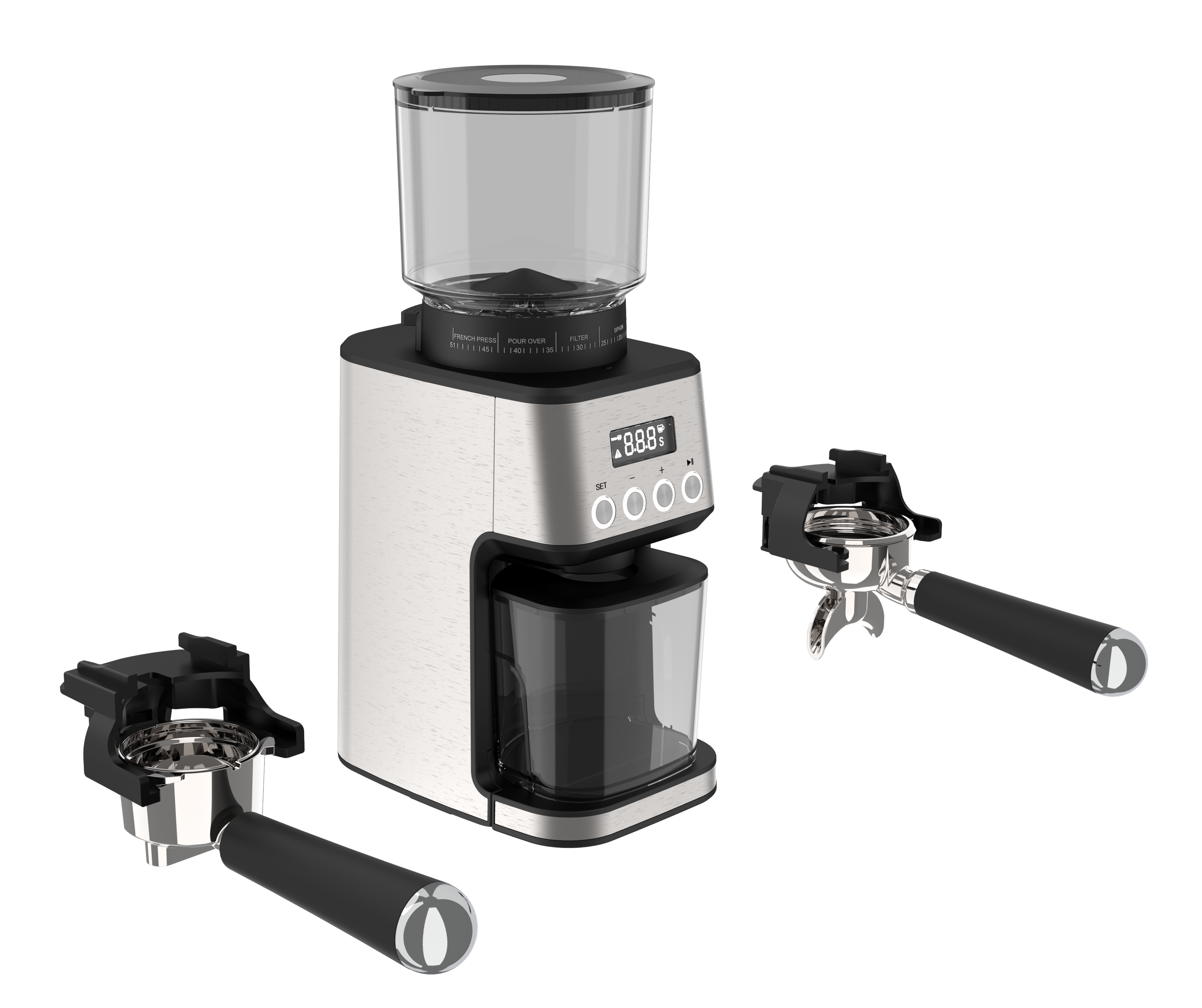 Professionelle Elektrische Kaffeemühle Kegelmahlwerk Edelstahl - Vue 3
